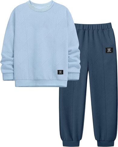 Boys Clothes Textured Fall Winter Sweatshirt Jogger Pants Set 7-14Y in Saudi Arabia