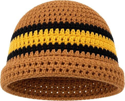 Striped Beanie for Men Crochet Handmade Soft Warm Winter Hat in Kuwait