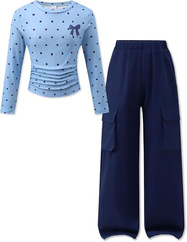 GEMLON Girls Clothes Polka Dots Long Sleeve Top with Pants 6-14Y in Saudi Arabia