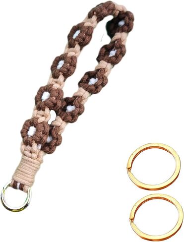 Boho crochet keychain Wristlet Keychains Women Handmade Braided Key chain Lanyard in Saudi Arabia