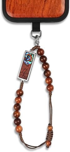 Carveit Handcrafted Wood Wrist Strap Phone Lanyard [Bar-BKZU0002] Crimson in Saudi Arabia
