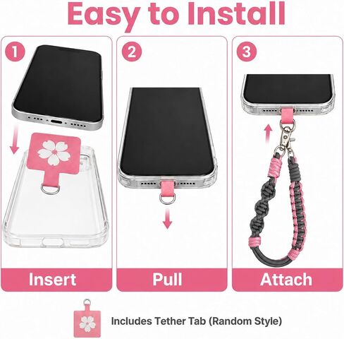 Deep Pink Gray Nylon Phone Wrist Strap Cute Handmade 20.4in Wrist Lanyard in Saudi Arabia