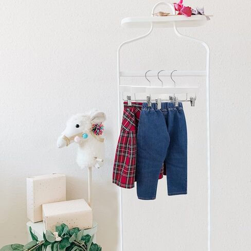 Nature Smile Kids Solid Wooden Pants Hangers,Baby Toddler Children Wood Skirts Hangers,Trousers Bottom 11.8 inches Hangers with 2-Adjustable Clips Anti-Rust Hook Pack of 20 (White) in Saudi Arabia