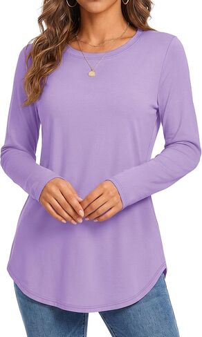 YUCOLEN Womens Long Sleeve Shirts for Legging Fitted Crewneck Casual Tunics in Kuwait