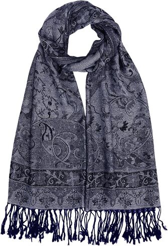 Paisley Pashmina Rave Shawl Scarf-Women's Reversible Ethnic Jacquard Pashmina Wraps for Travel in Saudi Arabia