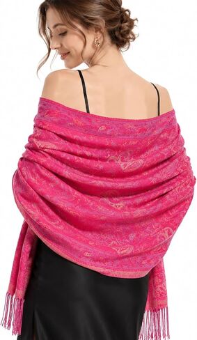 Pashmina Rave Scarf Women/Men Soft Silky Paisley Pattern Pashmina Shawl Wrap for Evening Dresses Travel in Kuwait