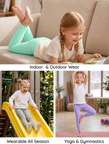 5 Pack Girls Cotton Leggings Soft Cotton Full Length Stretchy Pants, 4-14Y in Saudi Arabia