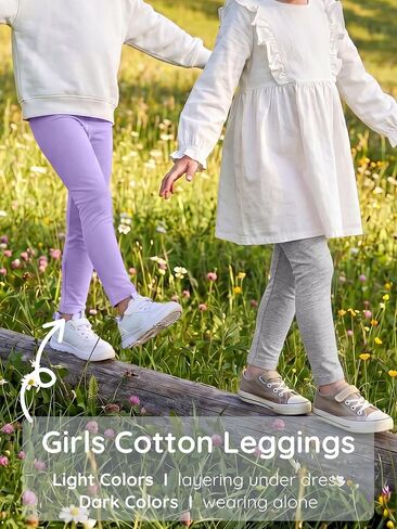 5 Pack Girls Cotton Leggings Soft Cotton Full Length Stretchy Pants, 4-14Y in Saudi Arabia