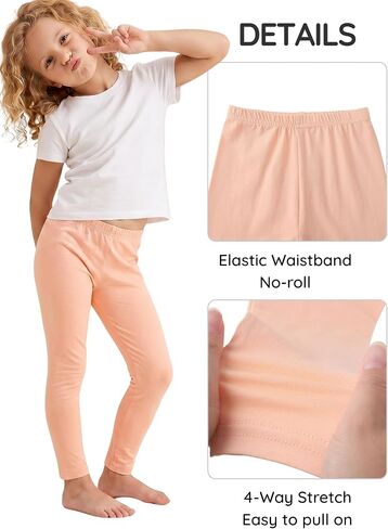 5 Pack Girls Cotton Leggings Soft Cotton Full Length Stretchy Pants, 4-14Y in Saudi Arabia