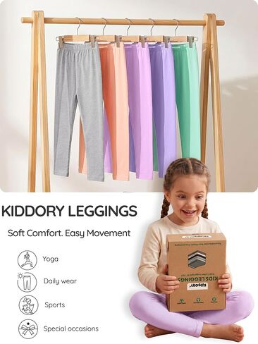 5 Pack Girls Cotton Leggings Soft Cotton Full Length Stretchy Pants, 4-14Y in Saudi Arabia