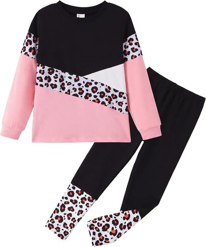 PATPAT Girls 2 Piece Fall Clothes Color Block Sweatshirt and Leggings 4-12Y in Saudi Arabia