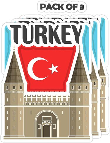 Turkey Souvenir Stickers 3-Pack - Handmade Travel Collectible Decals - Flag & Landmark Design (3" Wide (Medium)) in Saudi Arabia