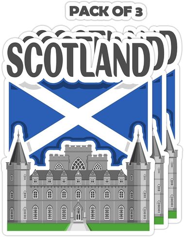 Scotland Souvenir Stickers 3-Pack - Handmade Travel Collectible Decals - Flag & Landmark Design (3" Wide (Medium)) in Saudi Arabia