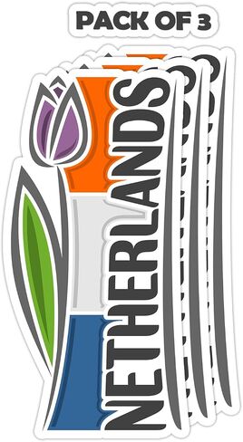 Netherlands Souvenir Stickers 3-Pack - Handmade Travel Collectible Decals - Flag & Landmark Design (2" Wide (Small)) in Saudi Arabia