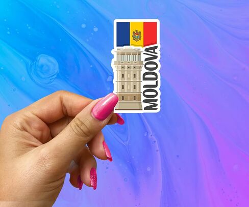 Moldova Souvenir Stickers 3-Pack - Handmade Travel Collectible Decals - Flag & Landmark Design (3" Wide (Medium)) in Saudi Arabia