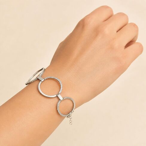 GUESS Basic Crystal Circle Link Bracelet, 7.5" in Kuwait
