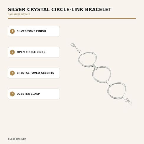 GUESS Basic Crystal Circle Link Bracelet, 7.5" in Kuwait