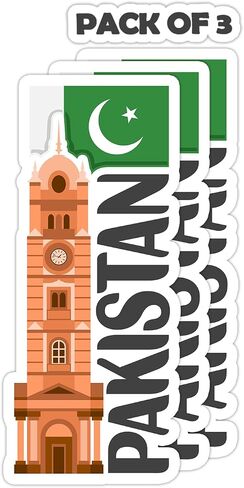 Pakistan Souvenir Stickers 3-Pack - Handmade Travel Collectible Decals - Flag & Landmark Design (2" Wide (Small)) in Saudi Arabia