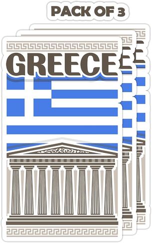 Greece Souvenir Stickers 3-Pack - Handmade Travel Collectible Decals - Flag & Landmark Design (2" Wide (Small)) in Saudi Arabia