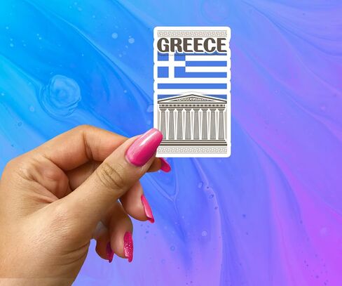Greece Souvenir Stickers 3-Pack - Handmade Travel Collectible Decals - Flag & Landmark Design (2" Wide (Small)) in Saudi Arabia