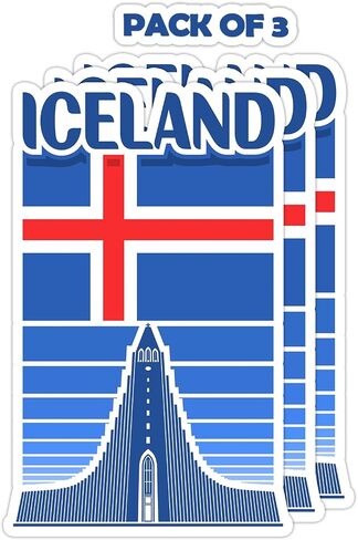 Iceland Souvenir Stickers 3-Pack - Handmade Travel Collectible Decals - Flag & Landmark Design in Saudi Arabia