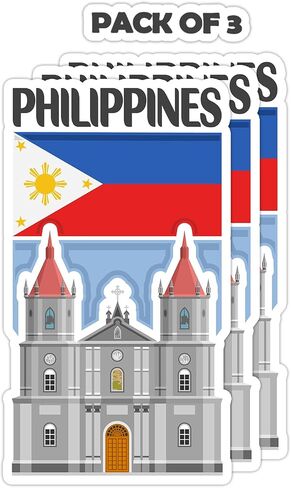 Philippines Souvenir Stickers 3-Pack - Handmade Travel Collectible Decals - Flag & Landmark Design (2" Wide (Small)) in Saudi Arabia