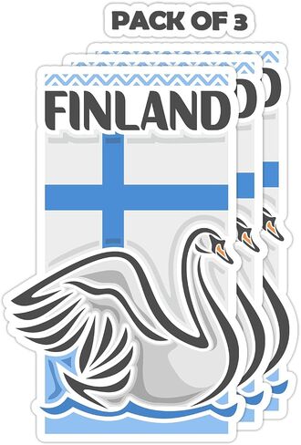Finland Souvenir Stickers 3-Pack - Handmade Travel Collectible Decals - Flag & Landmark Design (3" Wide (Medium)) in Saudi Arabia