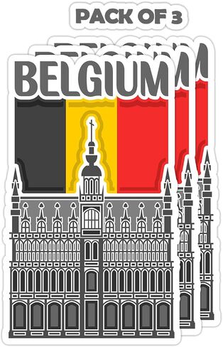 Belgium Souvenir Stickers 3-Pack - Handmade Travel Collectible Decals - Flag & Landmark Design (2" Wide (Small)) in Saudi Arabia