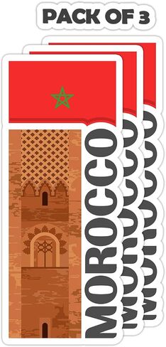 Morocco Souvenir Stickers 3-Pack - Handmade Travel Collectible Decals - Flag & Marrakech Design (3" Wide (Medium)) in Saudi Arabia