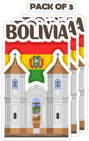 Bolivia Souvenir Stickers 3-Pack - Handmade Travel Collectible Decals - Flag & Landmark Design (3" Wide (Medium)) in Saudi Arabia