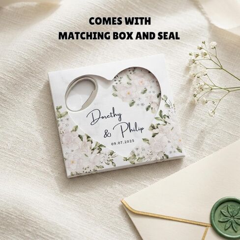 Custom Wedding Favors for Guests, Personalized Heart Shaped Bottle Opener Magnet with Thank You Gift Box, Wedding, Bridal Shower, Baptism, Birthday Favor (Pack of 20) in Kuwait