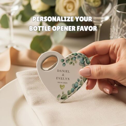 Custom Wedding Favors for Guests, Personalized Heart Shaped Bottle Opener Magnet with Thank You Gift Box, Wedding, Bridal Shower, Baptism, Birthday Favor (Pack of 20) in Kuwait