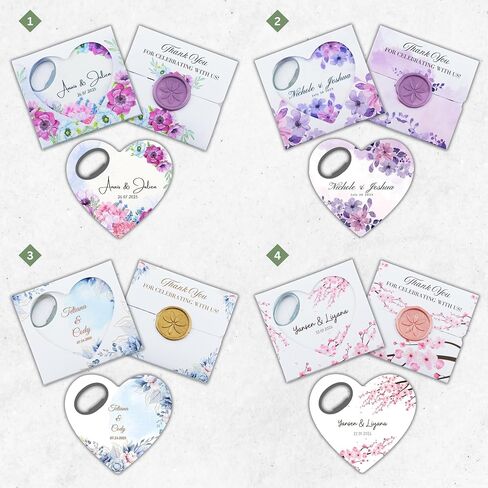 Custom Wedding Favors for Guests, Personalized Heart Shaped Bottle Opener Magnet with Thank You Gift Box, Wedding, Bridal Shower, Baptism, Birthday Favor (Pack of 20) in Kuwait