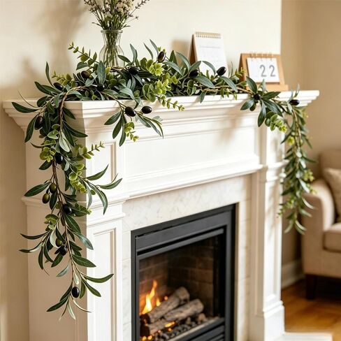 2pc 11FT Artificial Olive Leaf Vine Garland Realistic Fruits Bendable in Kuwait