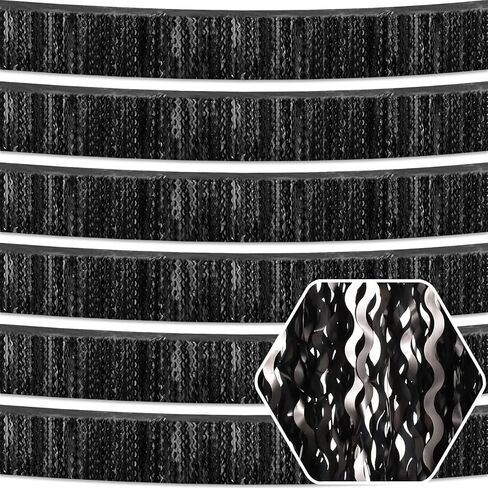 6 Pack 10 Feet Black Wave Foil Fringe Garland Metallic Tinsel Streamers Banner Wall Hanging Curtain Backdrop for Parade Floats, Mother's Day, Easter, Wedding, Birthday Party Decoration in Saudi Arabia