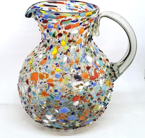 Confetti Rocks 9 oz Juice Glasses (set of 6) Mexican Handmade Multicolor Glassware, Recycled Glass, Lead-free, Toxin-Free (Juice) in Kuwait