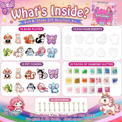 Heyecola DIY Glitter Shaker Keychain Craft Kit for Kids Ages 4+ in Kuwait