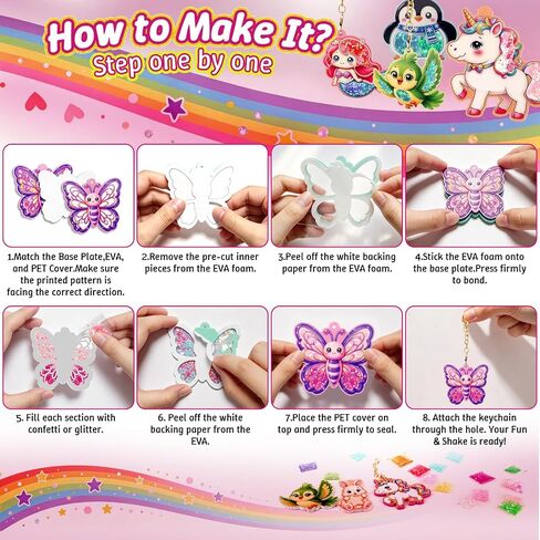 Heyecola DIY Glitter Shaker Keychain Craft Kit for Kids Ages 4+ in Kuwait