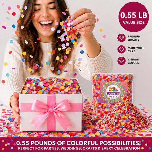 Mood Lab Multicolor Confetti - Mexican Colorful Party Confetti - 0.55 lb (250 g) Round Tissue Confetti in Kuwait