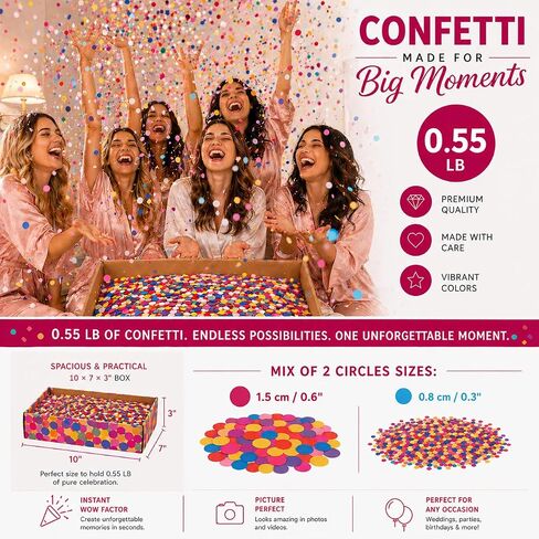 Mood Lab Multicolor Confetti - Mexican Colorful Party Confetti - 0.55 lb (250 g) Round Tissue Confetti in Kuwait