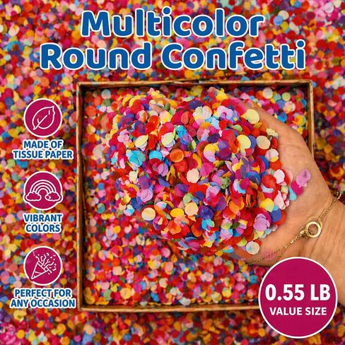 Mood Lab Multicolor Confetti - Mexican Colorful Party Confetti - 0.55 lb (250 g) Round Tissue Confetti in Kuwait