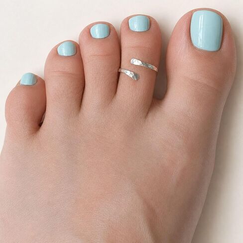 Sterling Silver Toe Ring for Women, Adjustable Open Band, Handmade in Kuwait