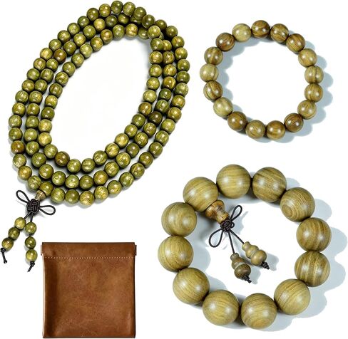 Green Sandalwood Beads Bracelets,Mala Buddhist Prayer Yoga Meditation Beads in Kuwait
