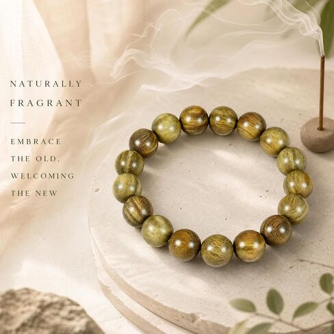 Green Sandalwood Beads Bracelets,Mala Buddhist Prayer Yoga Meditation Beads in Kuwait