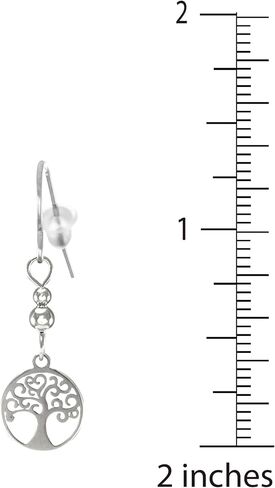 Cute Little Stainless Steel Tree of Life Earrings, Hypoallergenic Platinum Ear Wires, Lightweight Gift for Her in Saudi Arabia