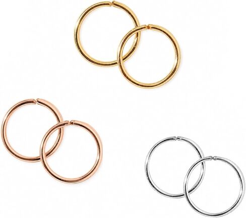 14K Gold Hoop Earrings Gold | Conch Helix Tragus Cartilage | Piercing Hoops Jewelry Helix Hoop Earring Gold 20 Gauge Hoop Earrings Orbital Hoop Cartilage Non Tarnish Huggie for Women Ear Piercings | Handmade in FL (14k yellow gold, pack of 3: 6, 7, 8 mm N in Saudi Arabia