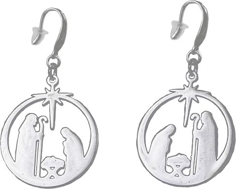 Handmade Christmas Earrings, Large Nativity Scene Charm in Kuwait