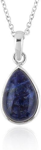 Natural Gemstone Pendant Necklace 925 Sterling Silver Handmade Jewelry for Women Polished Pear Stone in Saudi Arabia