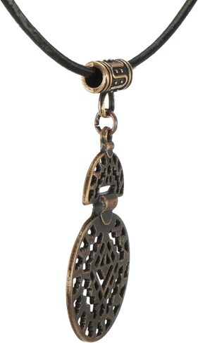 Unisex Abstract Copper Aztec Inspired Boho Pendant, Black Leather Cord Necklace, Length Choices, Gift for Him or Her in Saudi Arabia