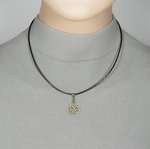 Antique Gold Unisex Minimalist Celtic Knot Pendant, Black Leather Cord, Length Choices, Gift for Him or Her in Saudi Arabia